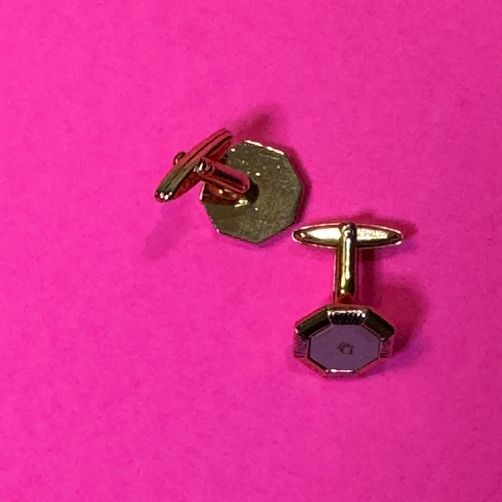 Dior Gold and Gray Octagonal Cufflinks - Picture 4 of 8